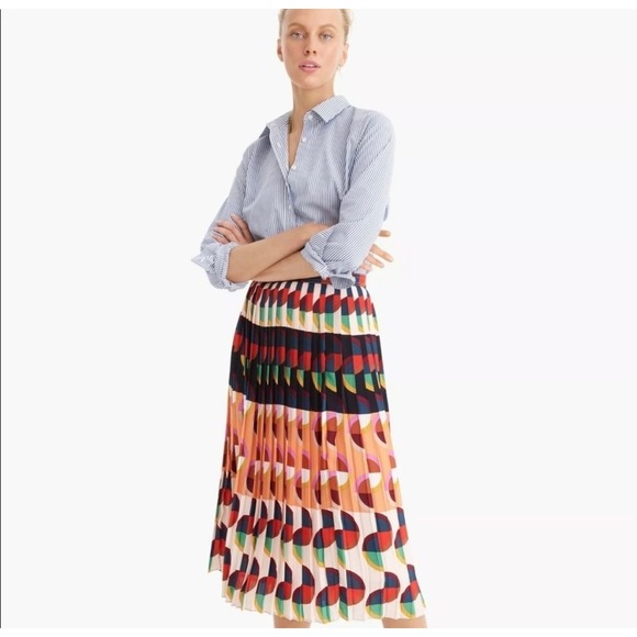 J.Crew Dresses & Skirts - J.Crew 365 Pleated Midi Skirt Geometric Abstract Print Multicolor 4
